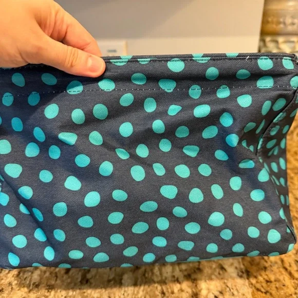 Lot of 2 Thirty One 31 Square Utility Tote Bags Teal Blue Polka Dot Storage - Picture 5 of 8